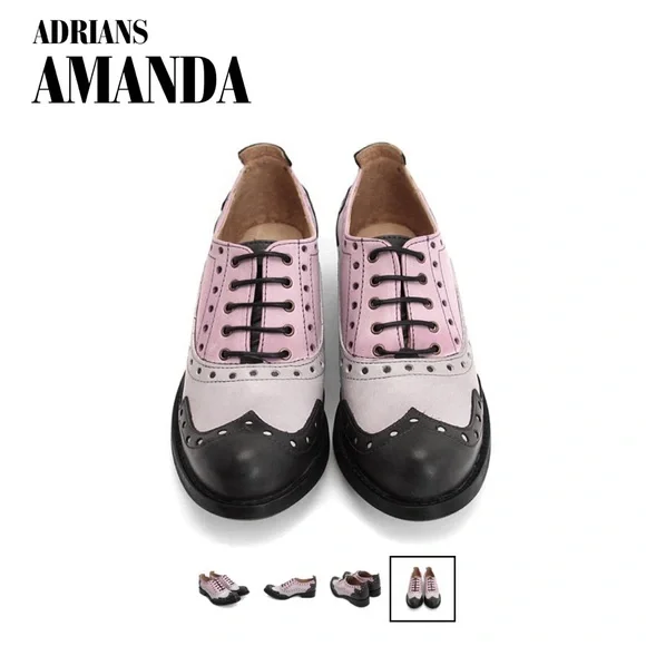 John Fluevog Pink and Black Brogue Flats - Picture 6 of 6